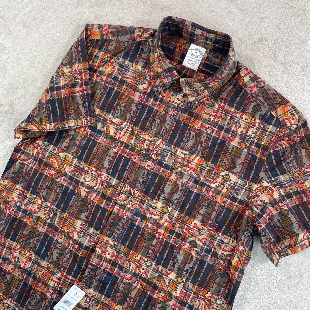 Brooks Brothers Indian Madras Shirt Men Medium Multi Paisley AOP Preppy NWT $128